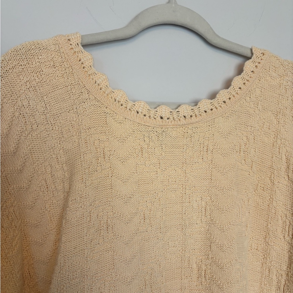 Vintage Absolutely Cotton Yellow Knit Sweater 90s Grandma core Womens XL - Picture 7 of 10